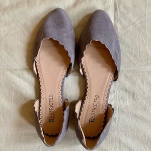 Scalloped Slate Gray Suede Flats